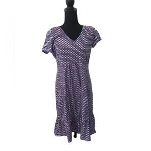 Boden Emily Jersey Shift Dress with Ruffle at bottom Cotton Short Sleeve Size 10